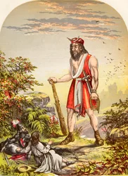 Die Pilger von Riesenverzweiflung gefunden, aus Die Pilgerreise von John Bunyan, veröffentlicht ca. 1880